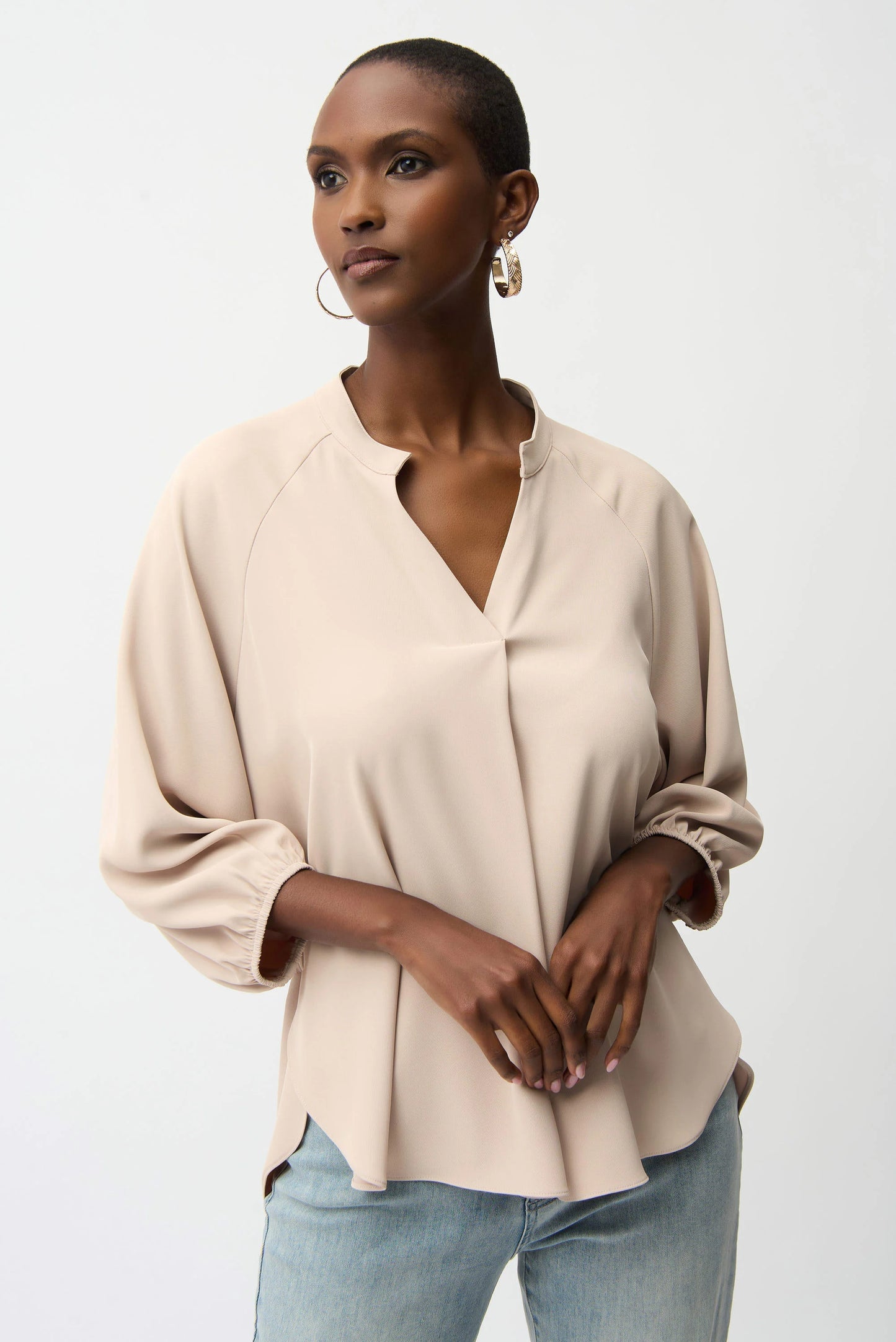 BOXY TOP W/MANDARIN COLLAR