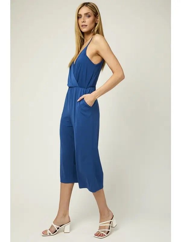 CROPPED JUMPSUIT SURPLICE AND SELF TIE