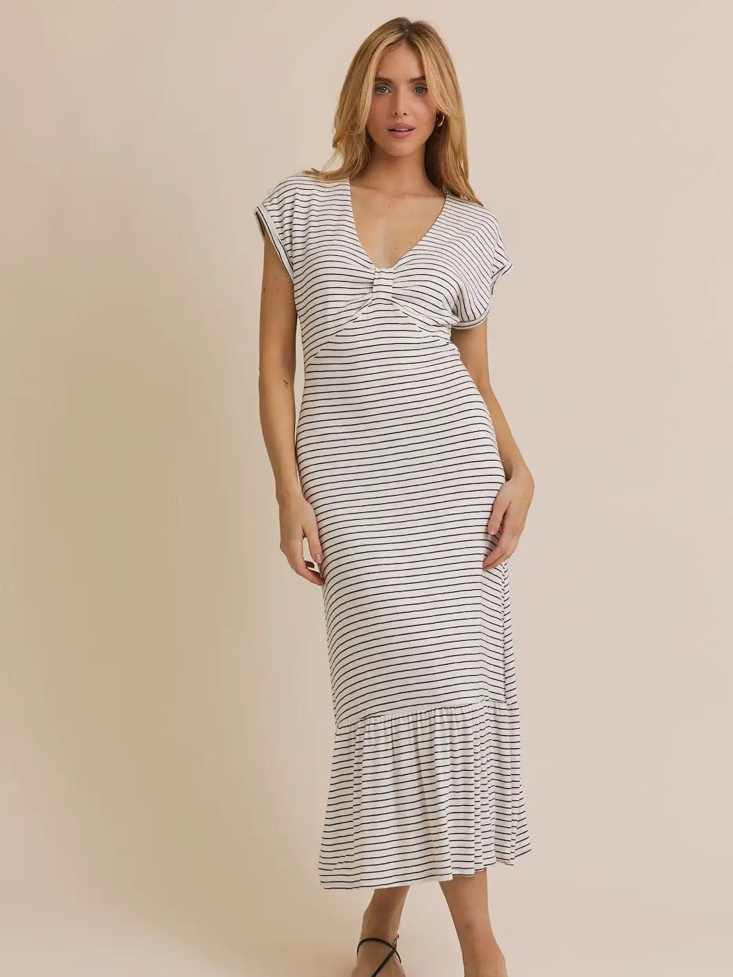VNECK STRIPED DRESS