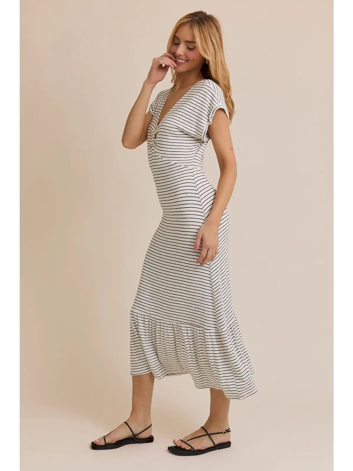 VNECK STRIPED DRESS
