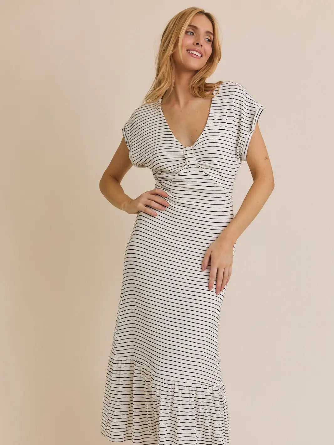 VNECK STRIPED DRESS