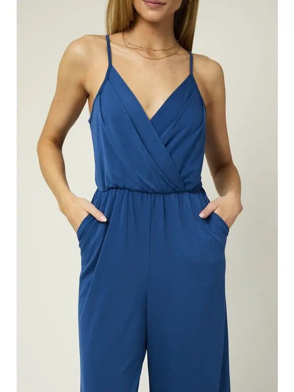 CROPPED JUMPSUIT SURPLICE AND SELF TIE
