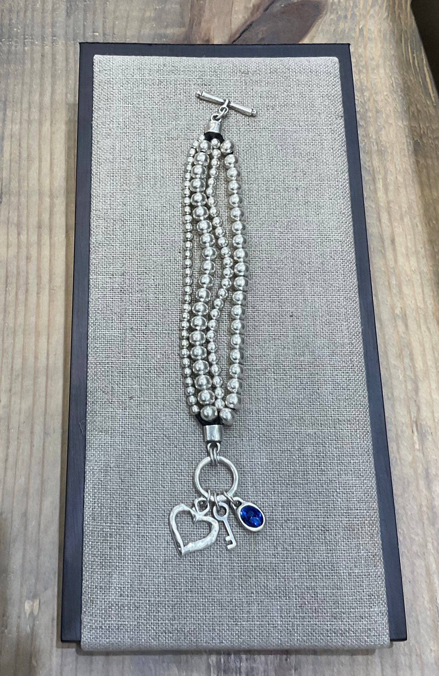 4 ROW HEART LOCK BRACELET