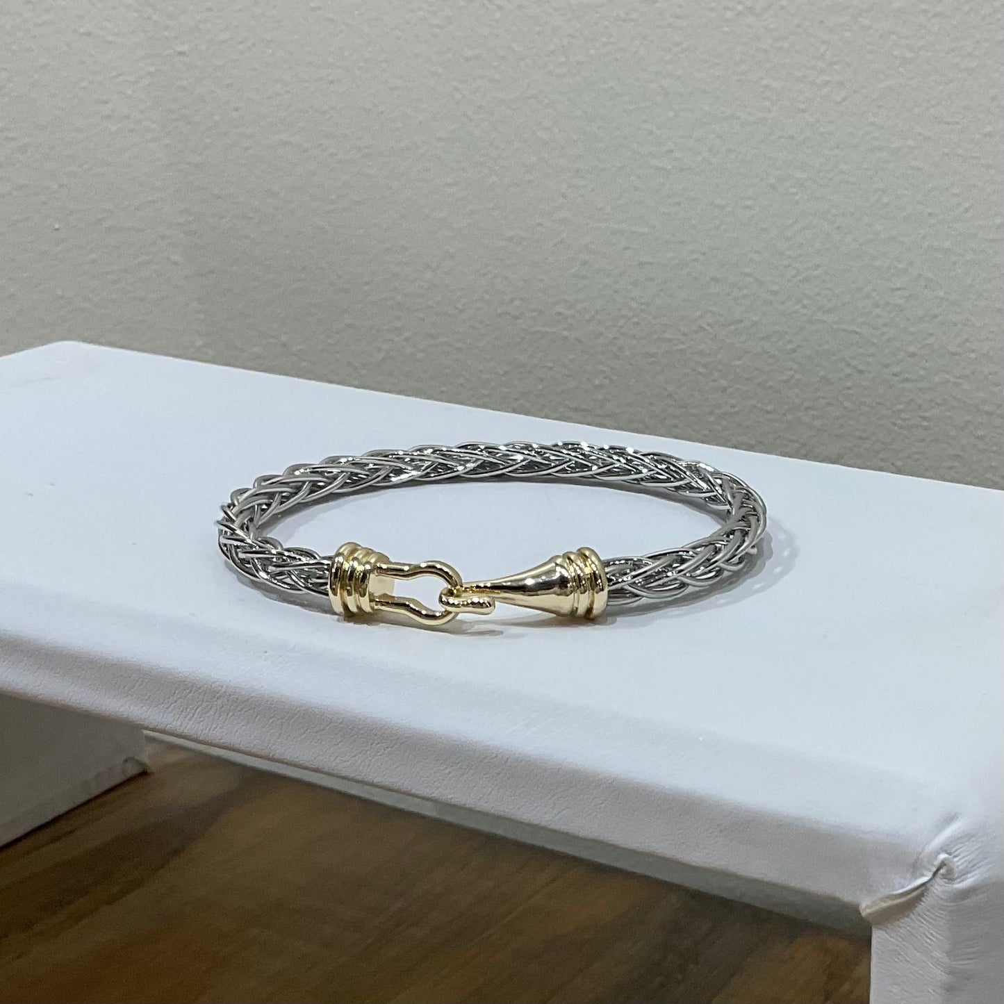 2TONE BRAID HOOK BANGLE