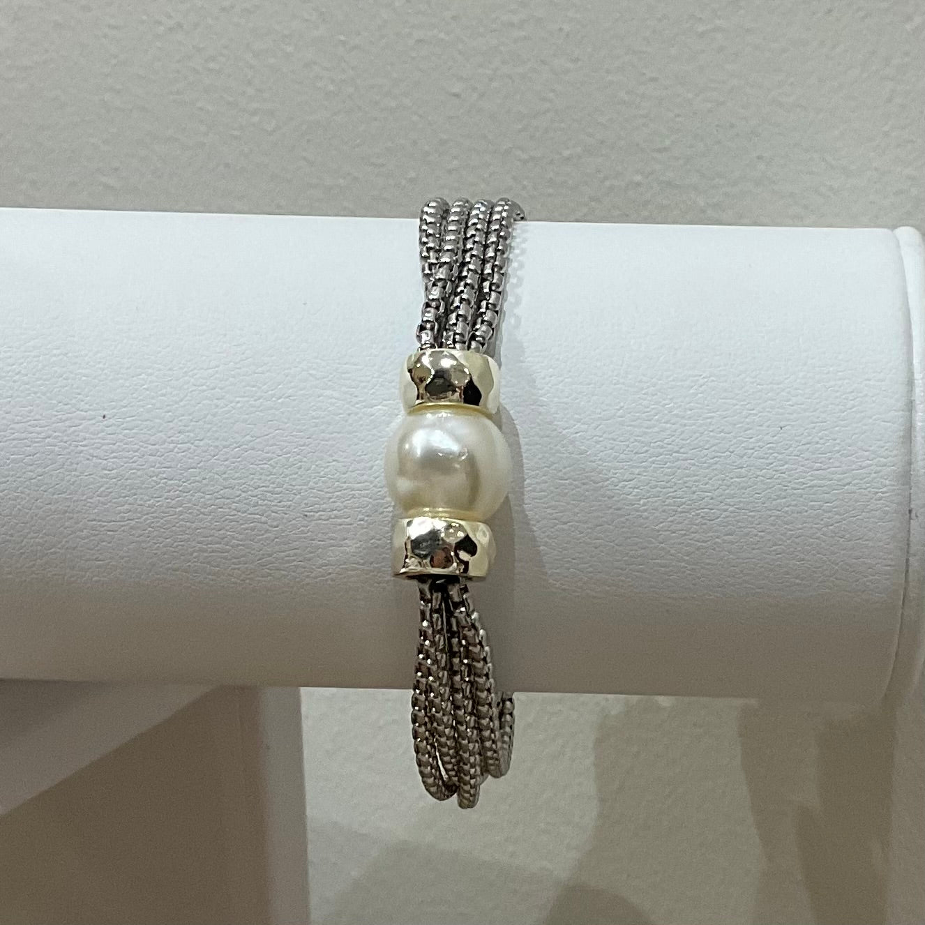 2TONE BIG PEARL BRACELET