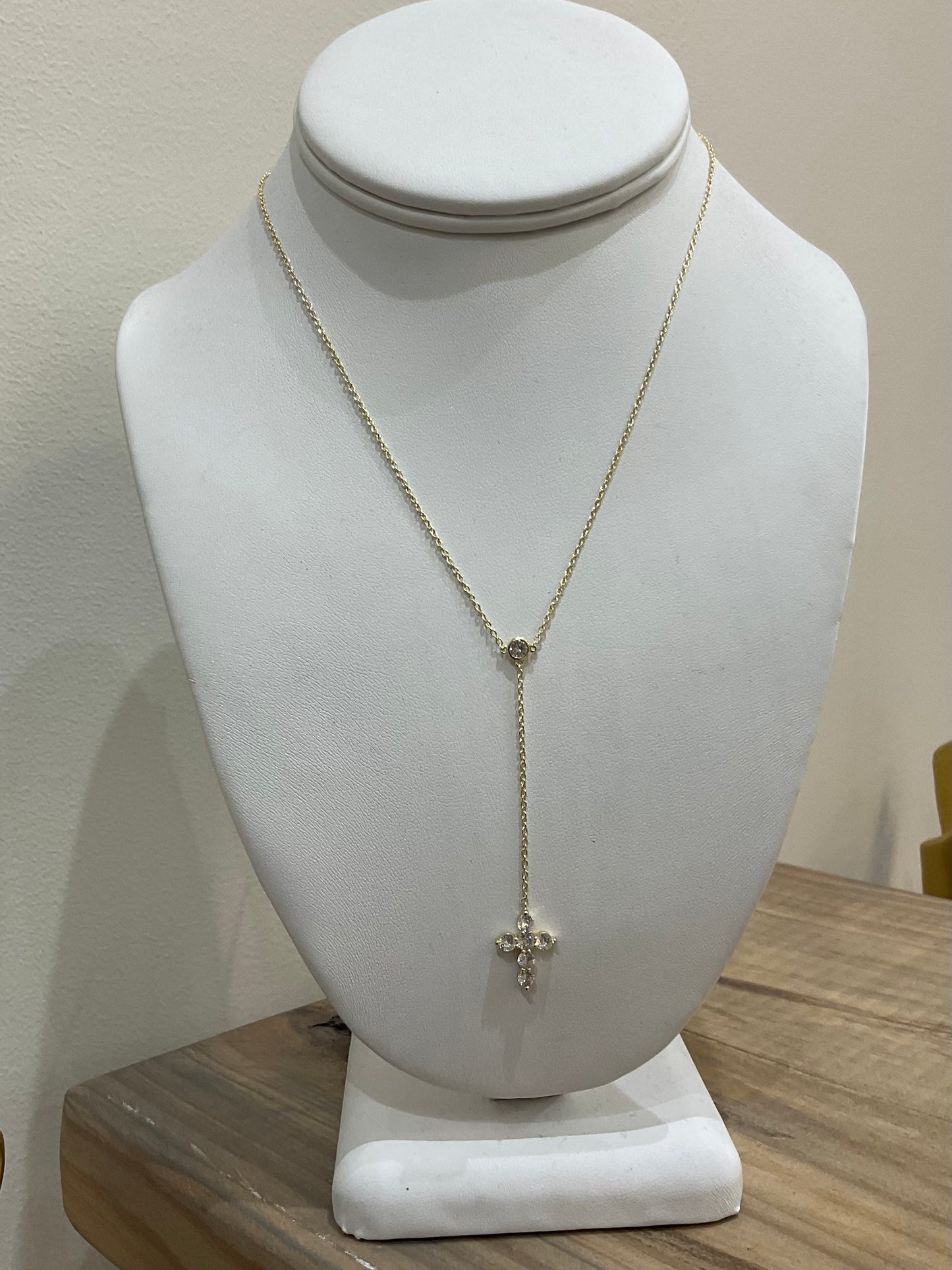 CZ DANGLE CROSS NECKLACE