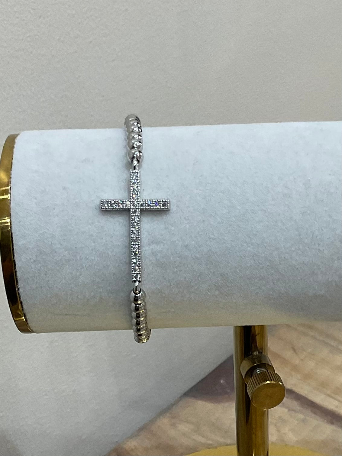 PAVE CROSS STRETCH BRACELET