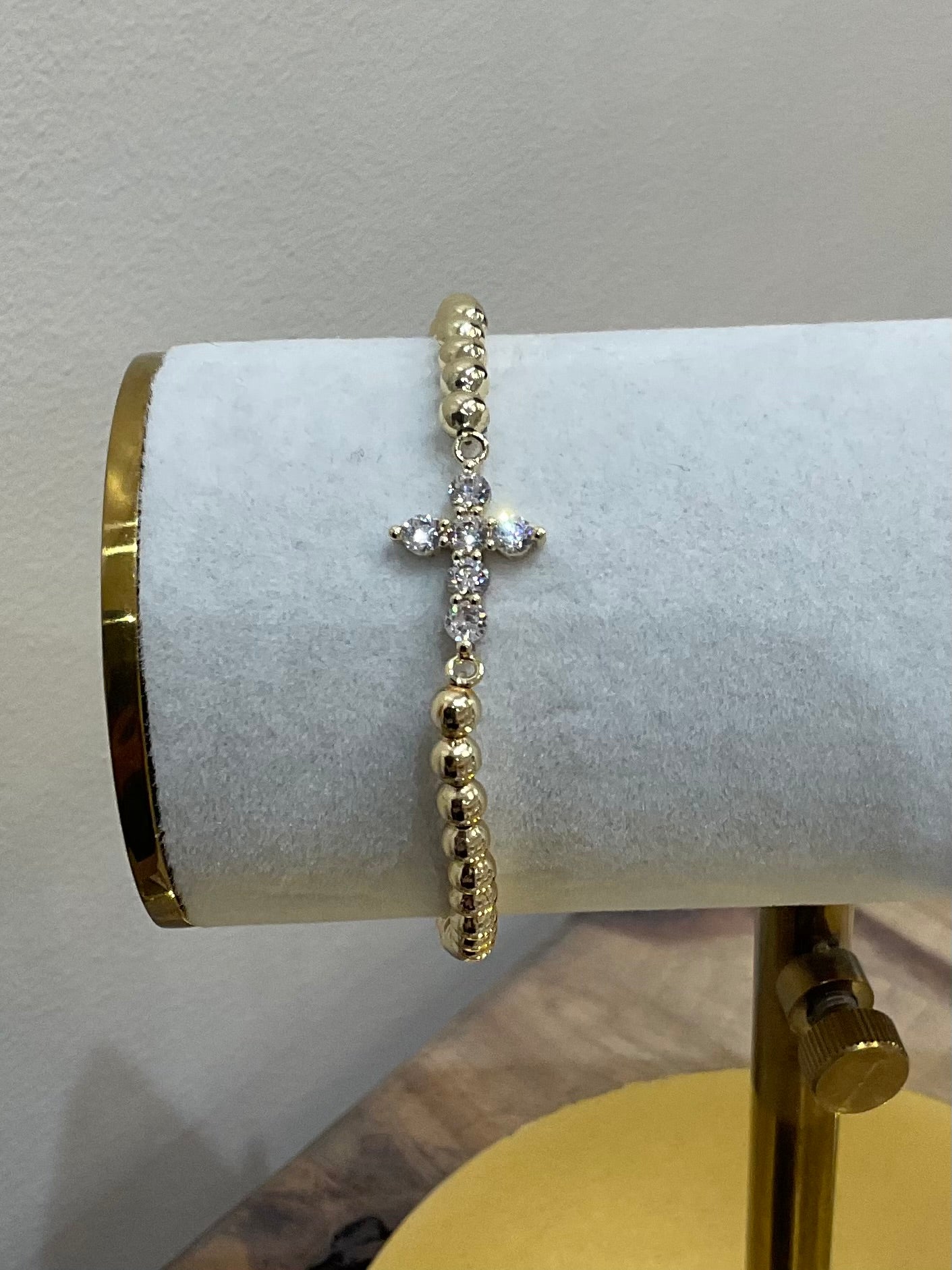 CZ CROSS STRETCH BRACELET