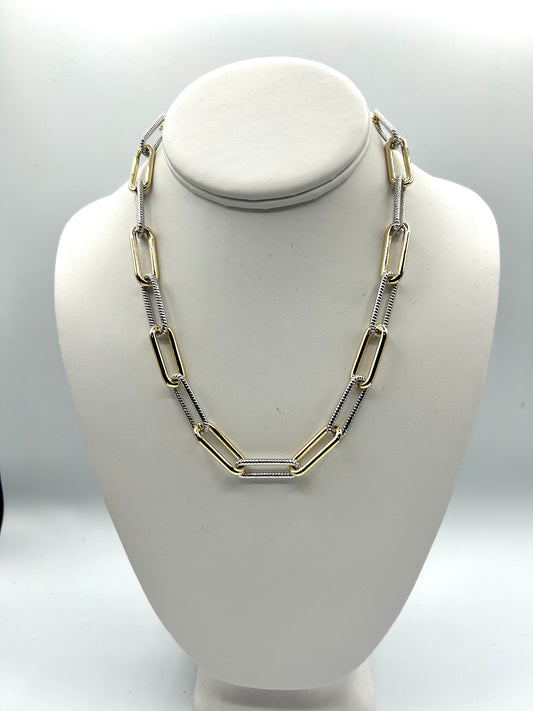 18" 2TONE LINK NECKLACE