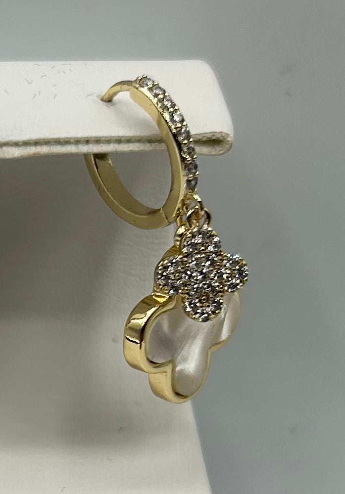 MINI HOOP CZ AND FLOWER EARRINGS