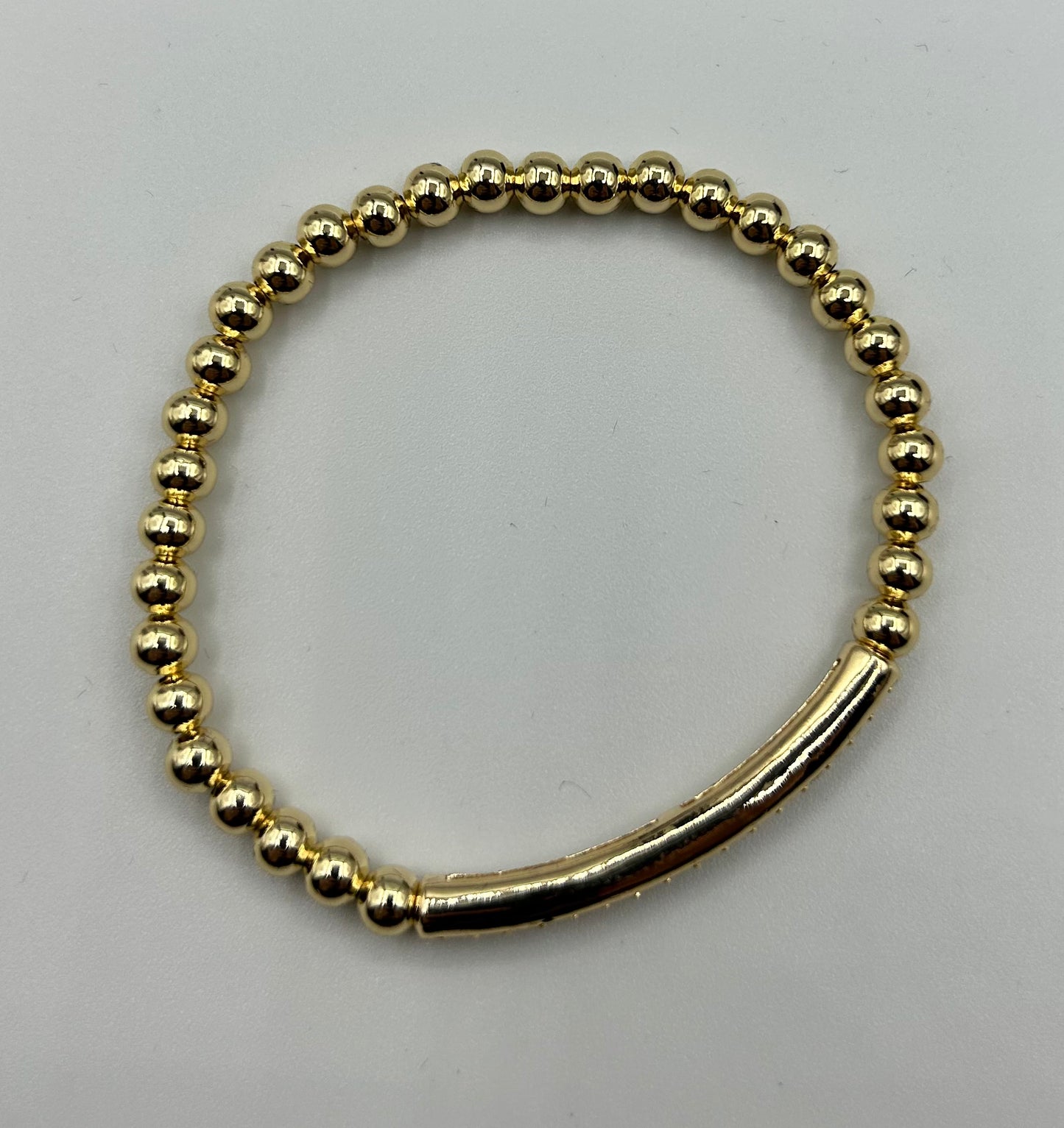 5MM BALL AND CZ BAR STRETCH BRACELET