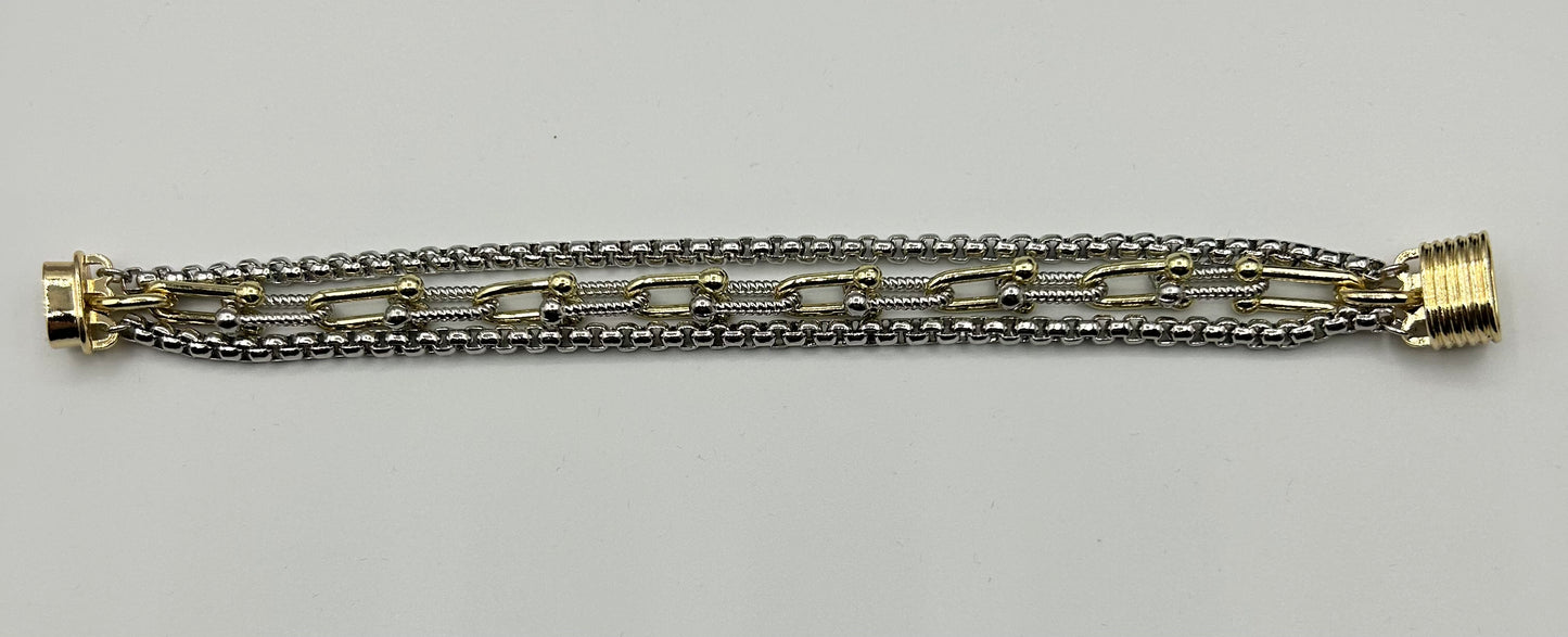 3 ROW 2TONE MAGNET LOCK BRACELET