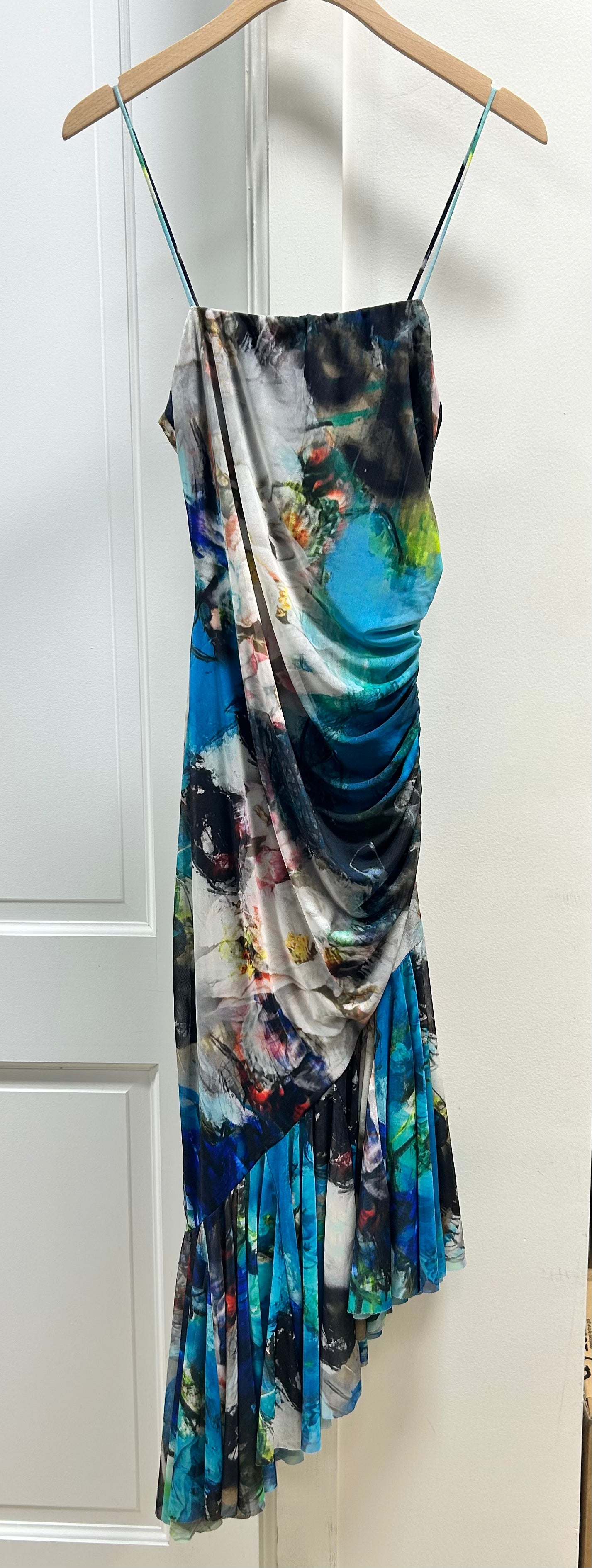 TIANNA SIDE RUCHE RUFFLE HEM DRESS