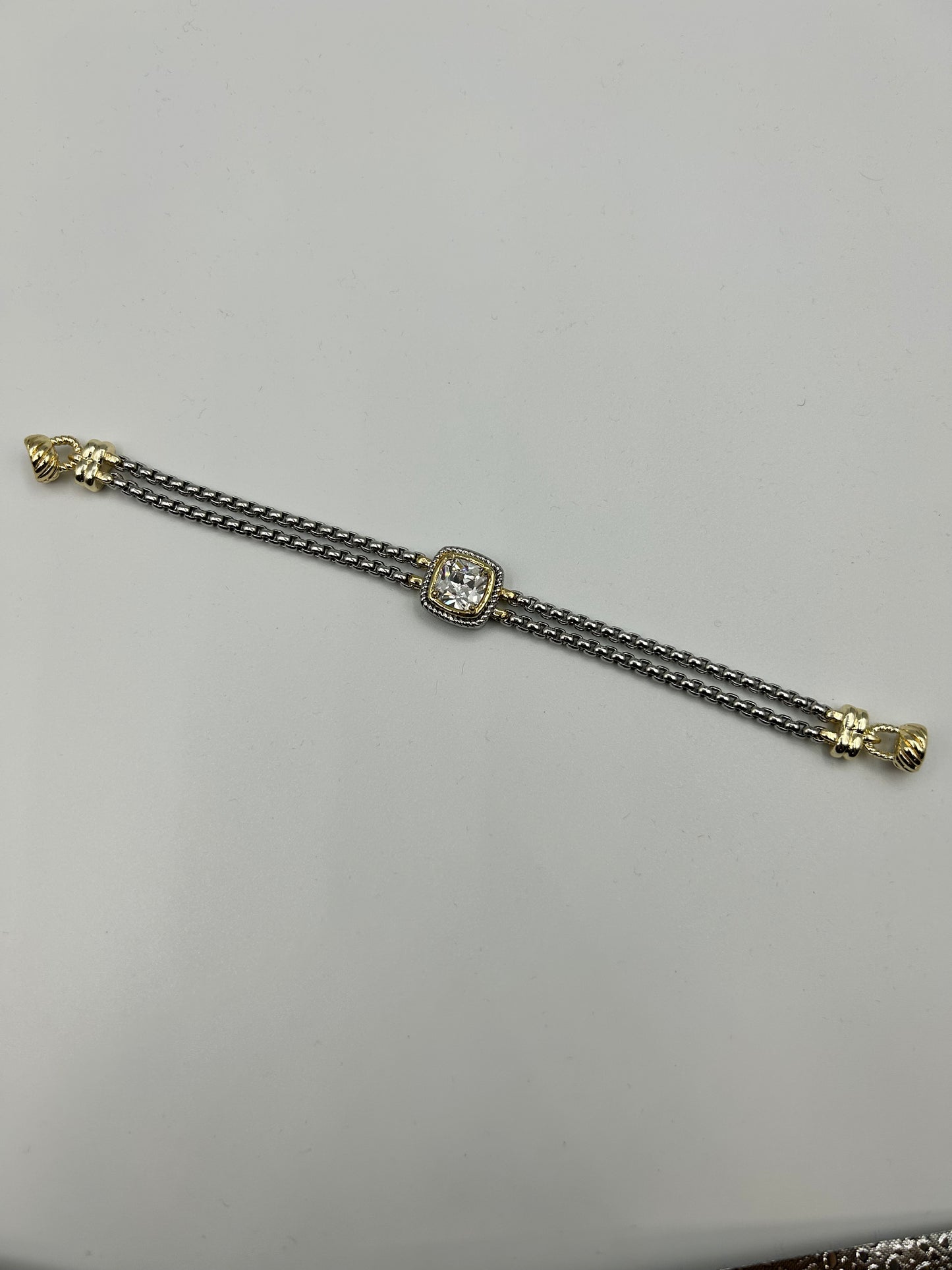 2 ROW BOXCHAIN SQ CZ MAGNETIC BRACELET