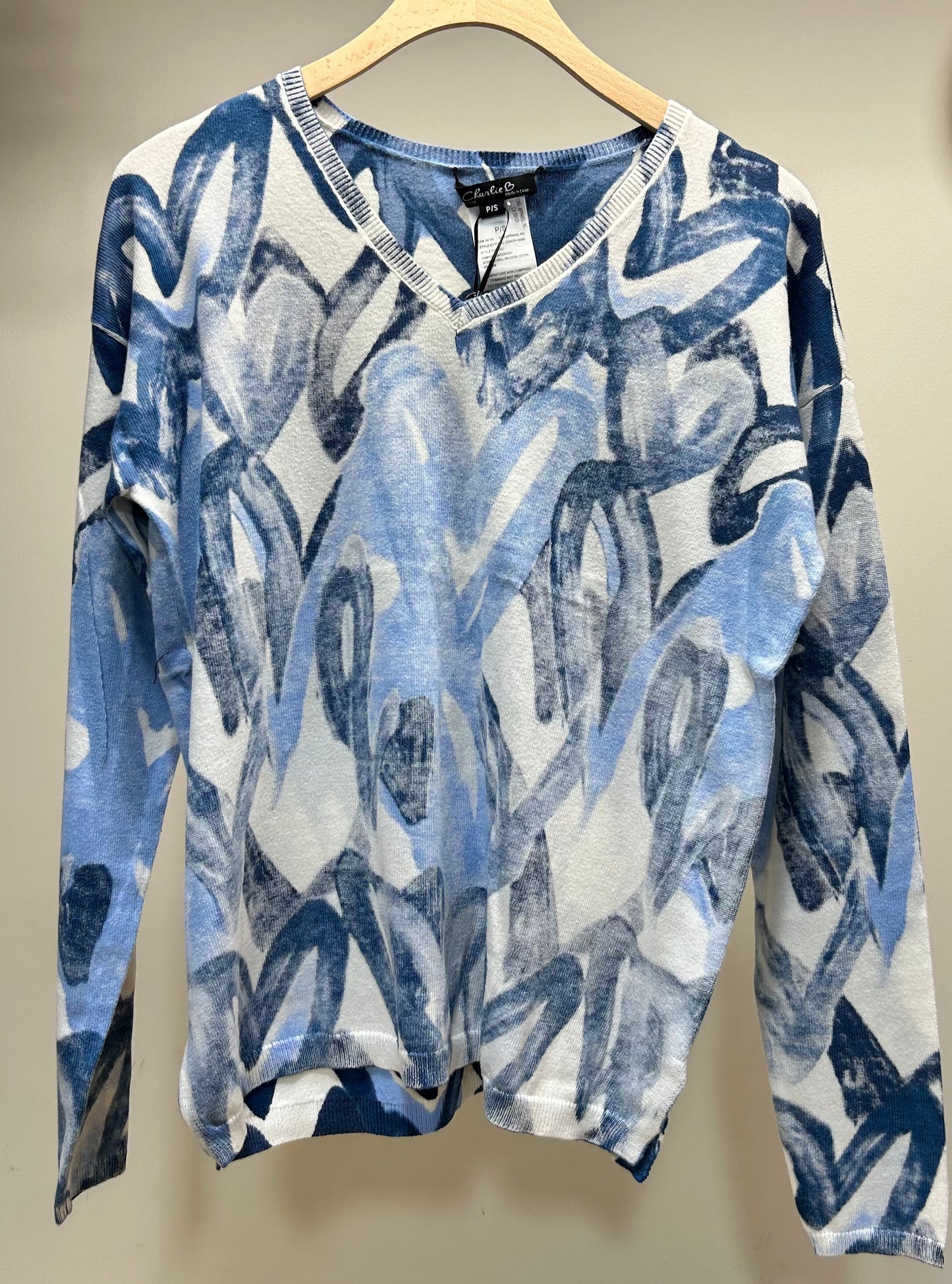 REVERSIBLE PRINTED VNECK SWEATER