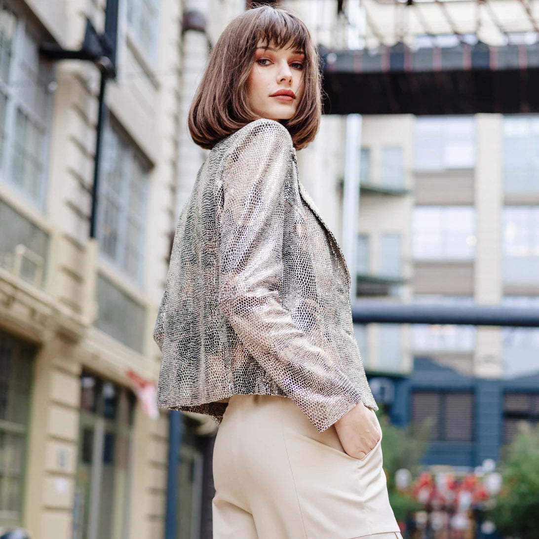 SHIMMER BUTTON FRONT JACKET