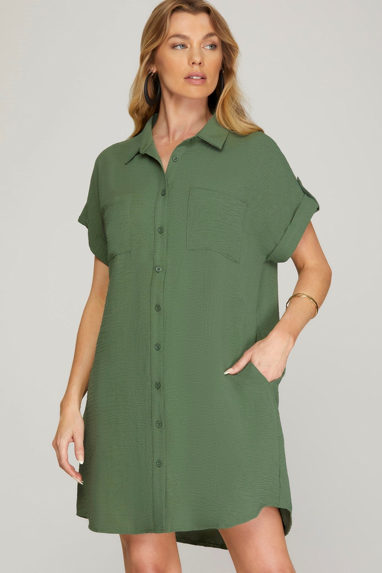 DROP SHOULDER SHIRT DRESS