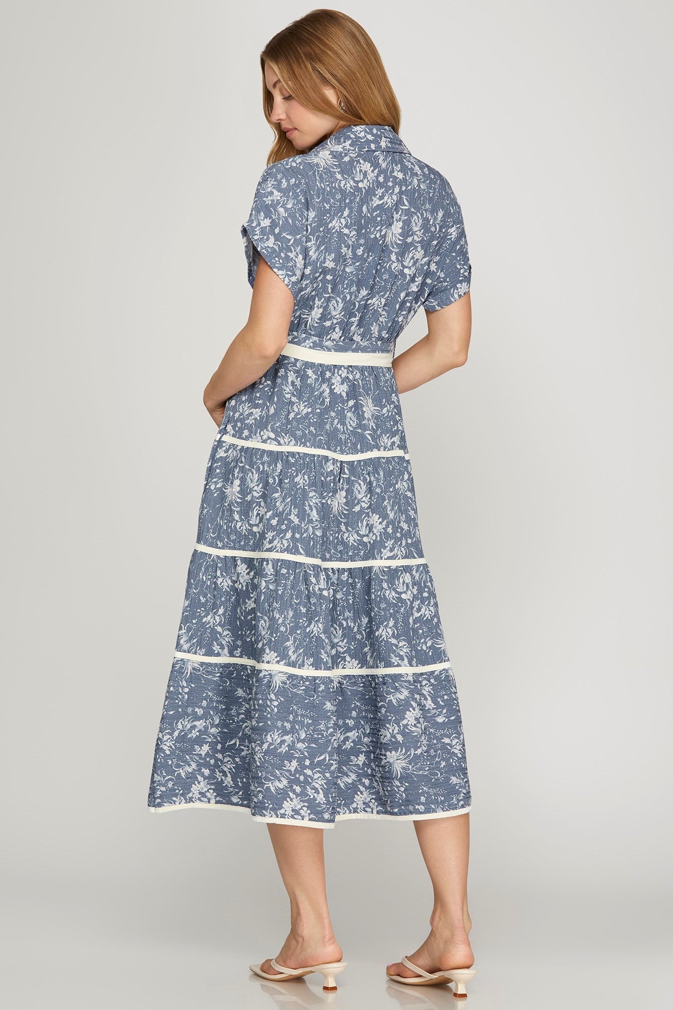 WAIST TIE MIDI DRESS