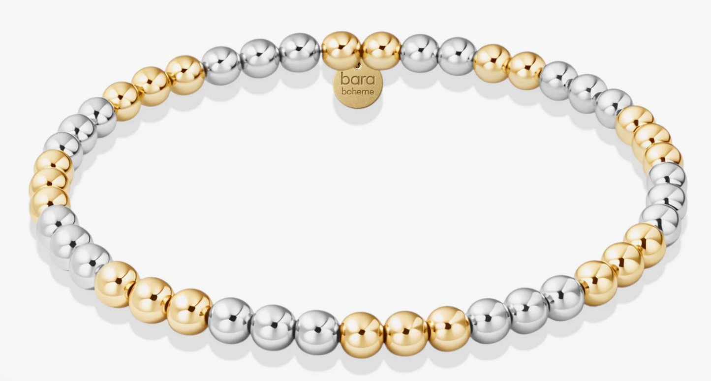 Classic 4mm Beaded Bracelet — Triple 2tone