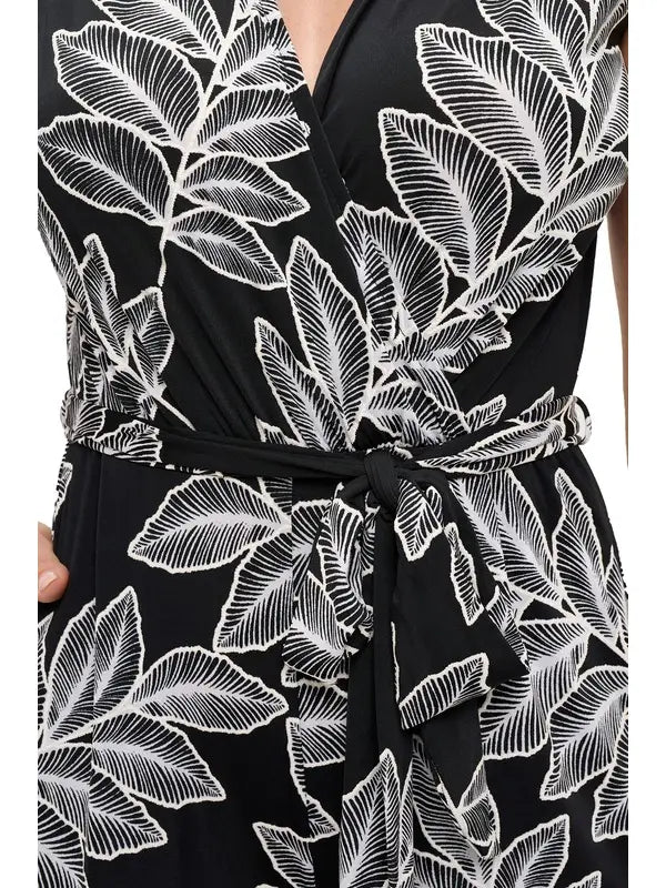 SURPLICE WIDE LEG JUMPSUIT W/BELT