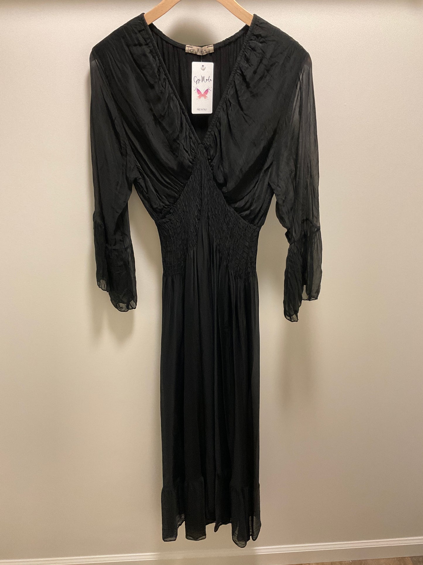 SILK MAXI DEEPV DRESS