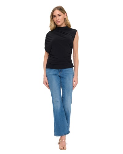 RUCHED UNEVEN HEM TOP