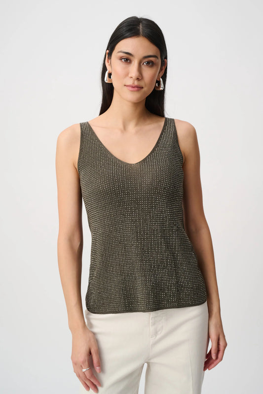 METALLIC CAMISOLE W/RHINESTONES