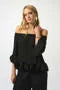 GEORGETTE OFF SHOULDER PLEATED TOP TT3