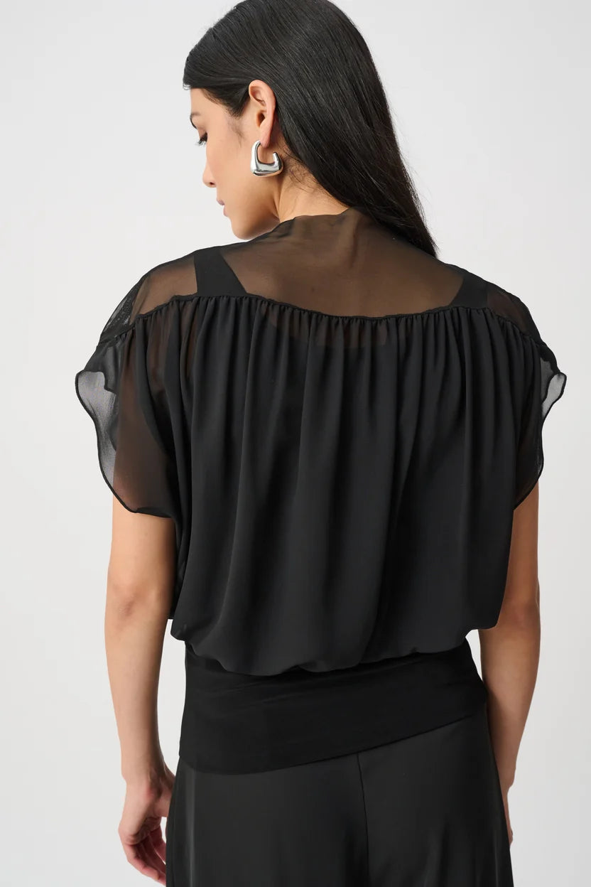 MOCK NECK SHEER YOKE TOP