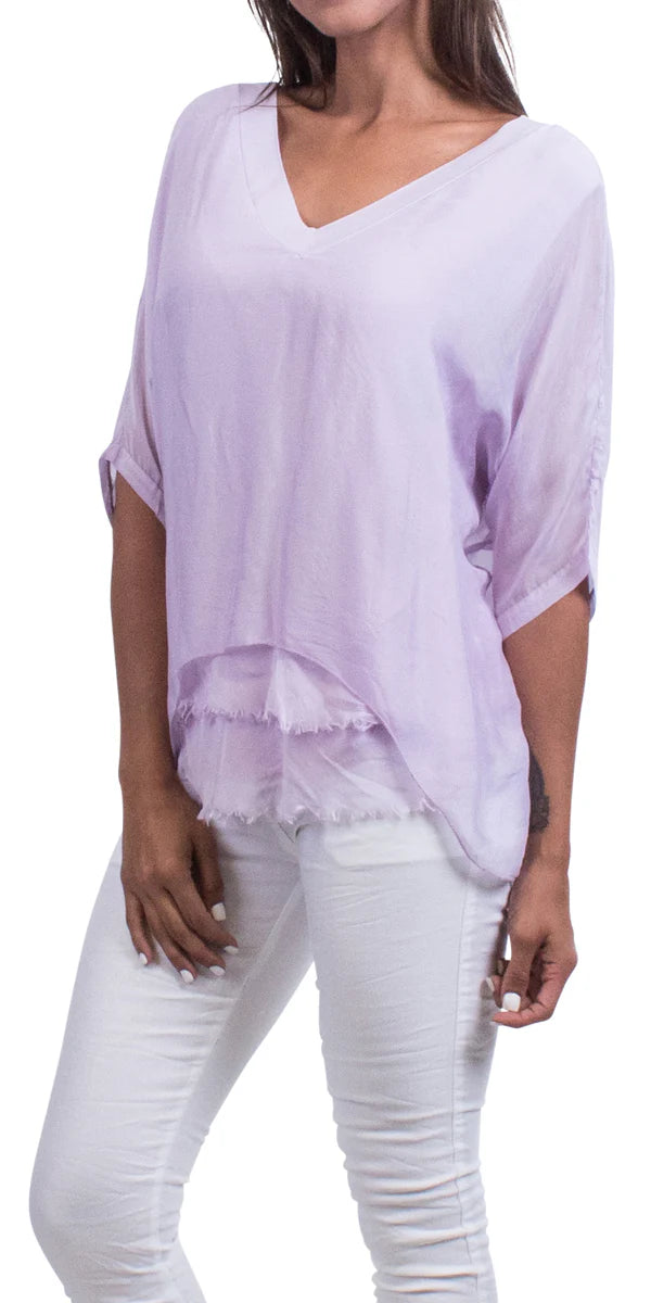 SILK RAW EDGE TOP
