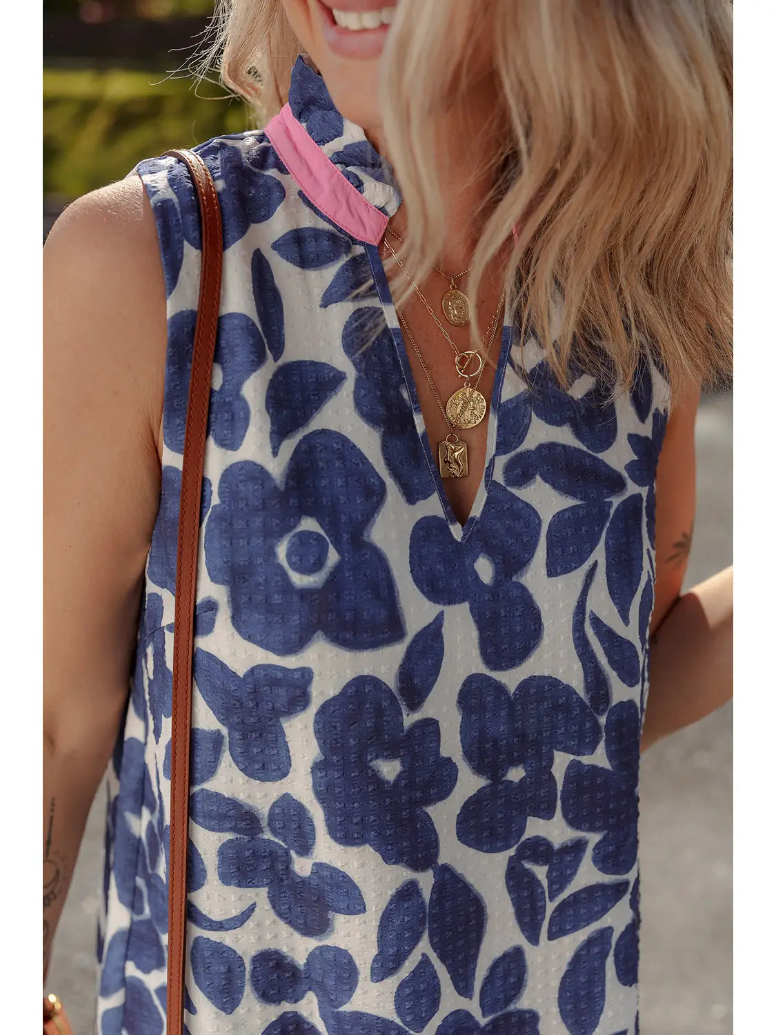FLORAL COLORBLOCK MINI DRESS