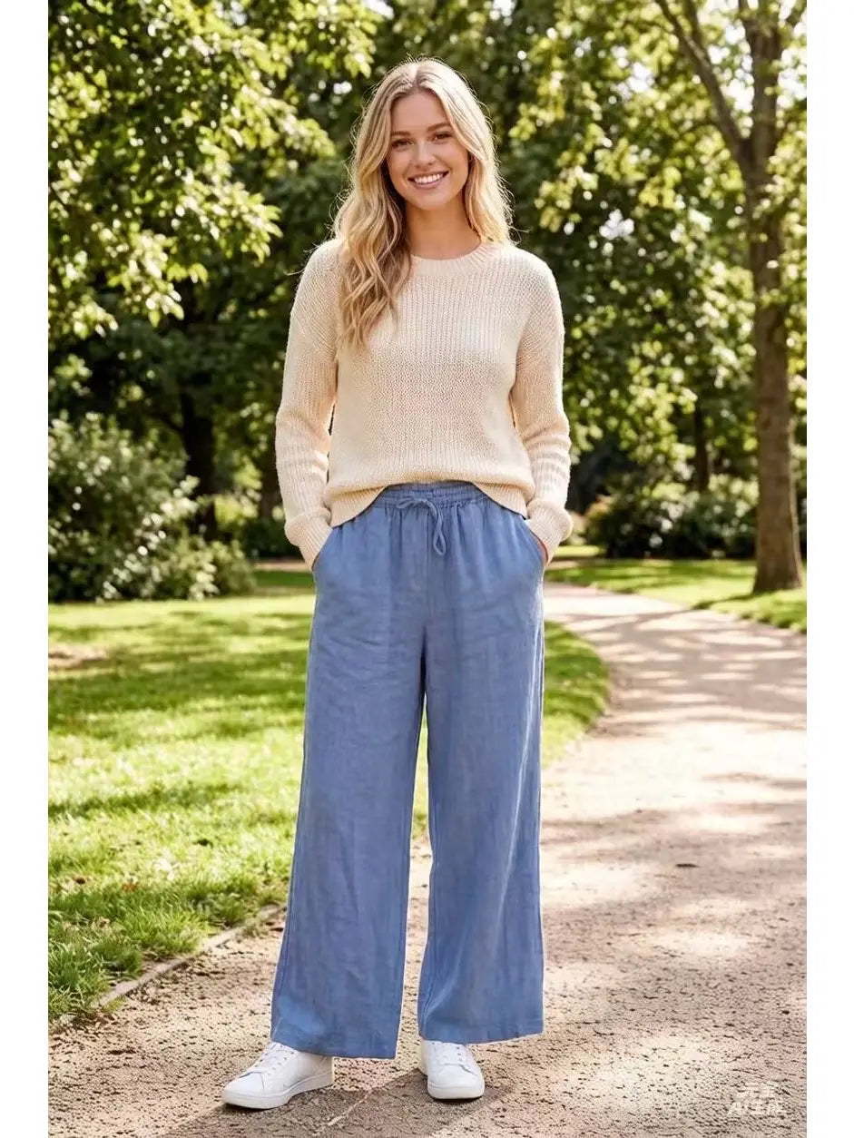 LINEN STRAIGHT LEG PANT
