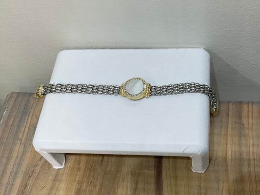2TONE PAVE MOTHER OF PEARL BRACELET