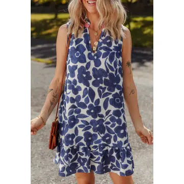 FLORAL COLORBLOCK MINI DRESS