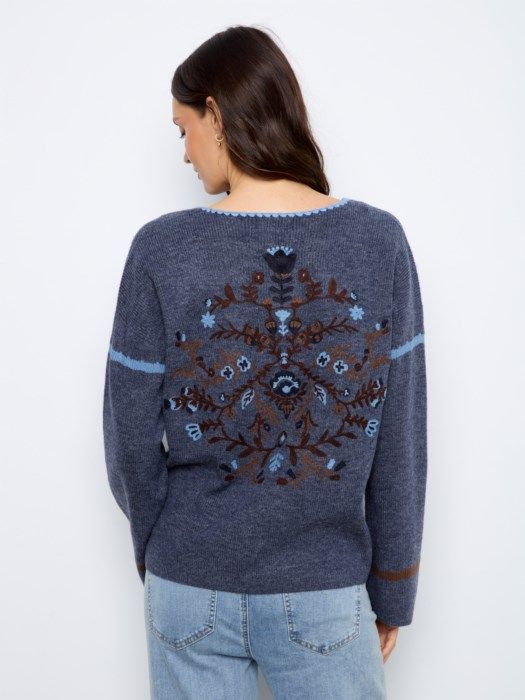 EMBROIDERED RIBBED SWEATER