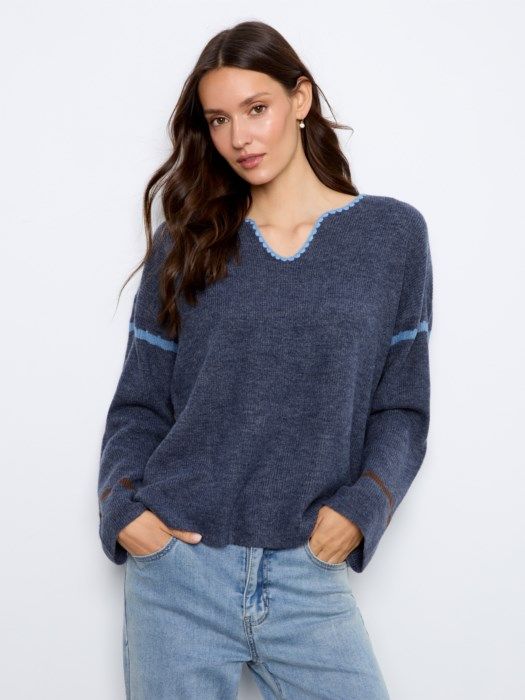 EMBROIDERED RIBBED SWEATER