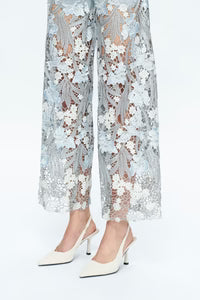 HI RISE LACE WIDE LEG JEANS