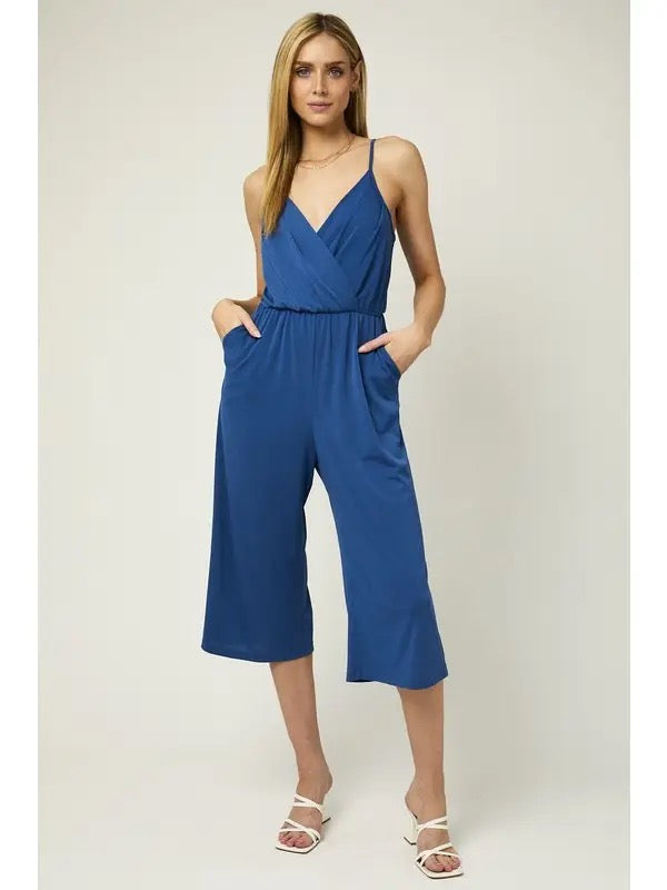 CROPPED JUMPSUIT SURPLICE AND SELF TIE