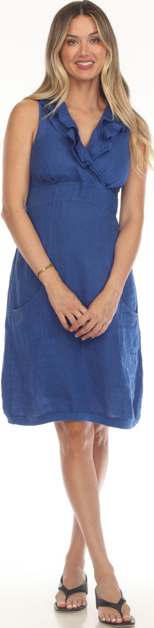 LINEN DRESS W/POCKETS
