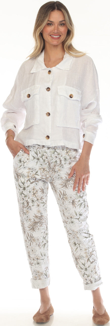 PULL ON FLOWER PRINT PANTS