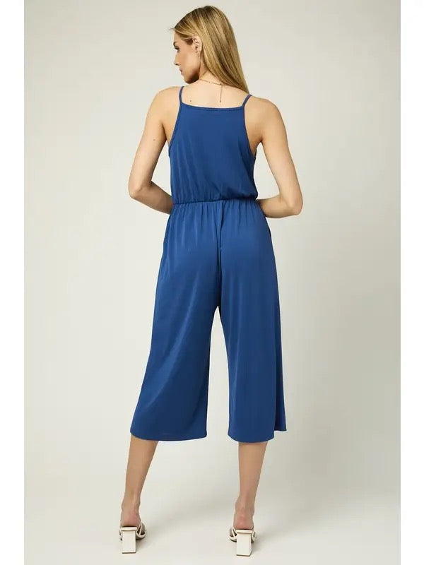 CROPPED JUMPSUIT SURPLICE AND SELF TIE