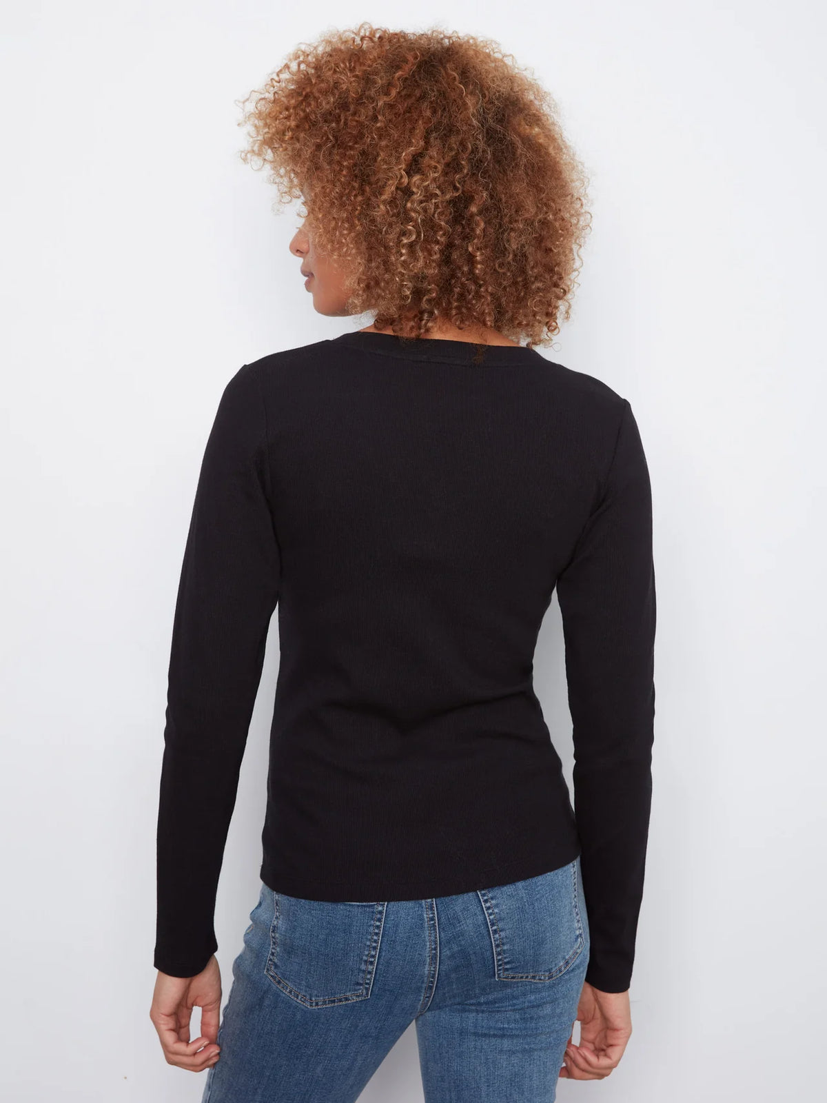 RIBBED VNECK TOP