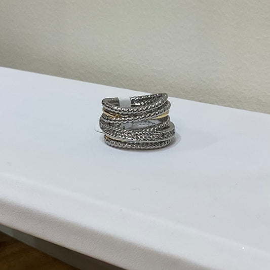 2TONE CZ MULTI STRAND RING