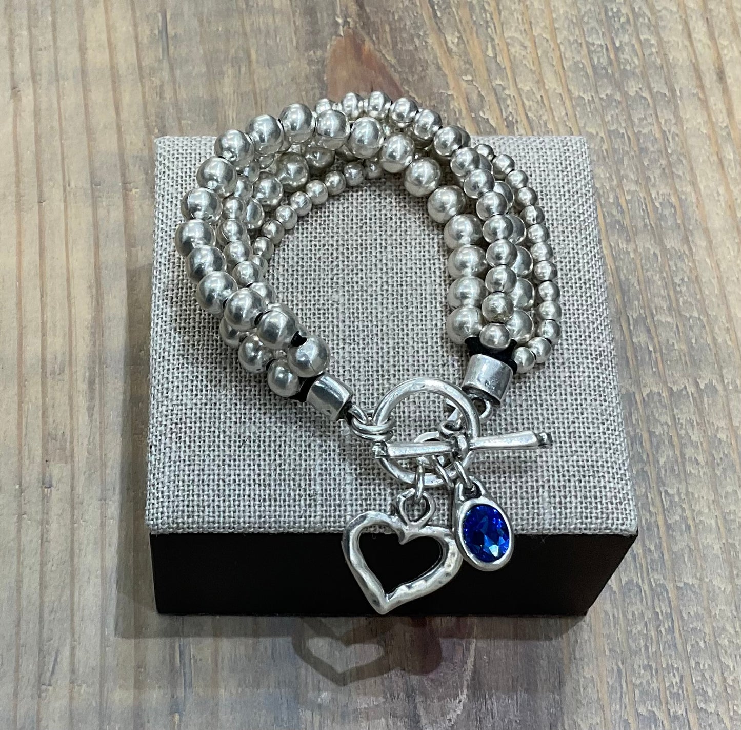 4 ROW HEART LOCK BRACELET