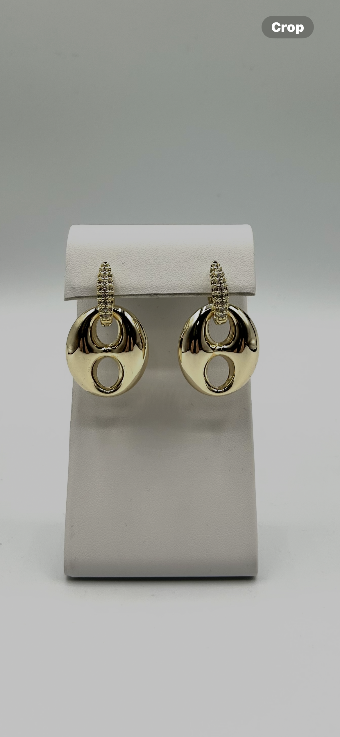 CZ PAVE HUGGIE W/MARINER CHARM EARRINGS