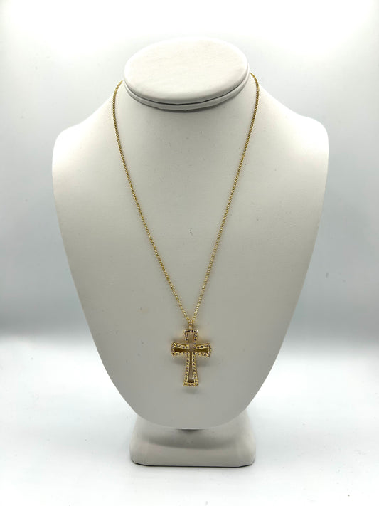 CZ CROSS SLIDE LOCK NECKLACE