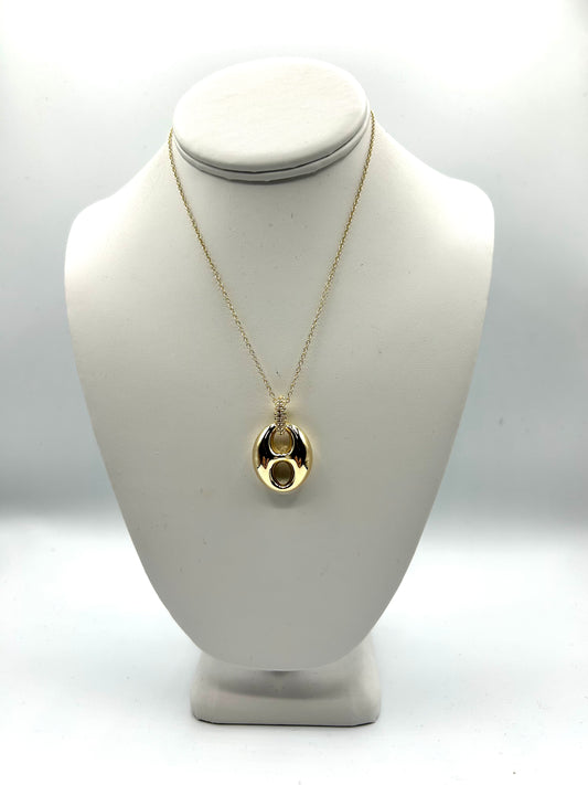 CZ PAVE W/MARINER CHARM NECKLACE