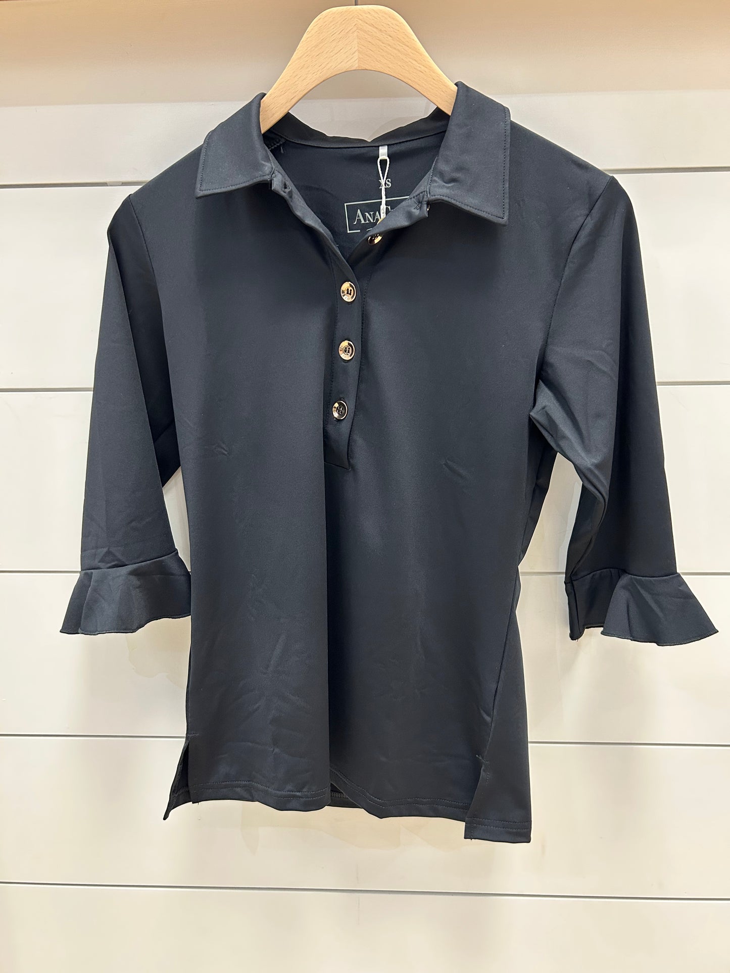 MIRA FLOUNCE SLEEVE POLO TOP