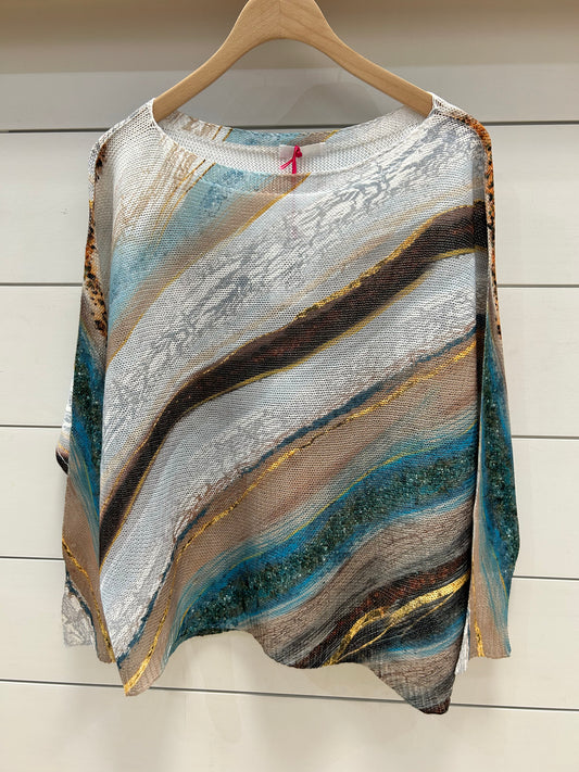 MESH OCEAN STRIPES TOP