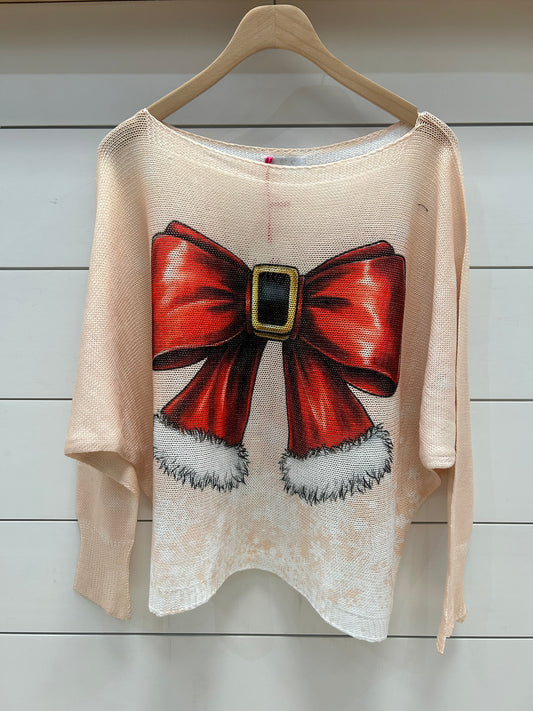 MESH CHRISTMAS BOW TOP